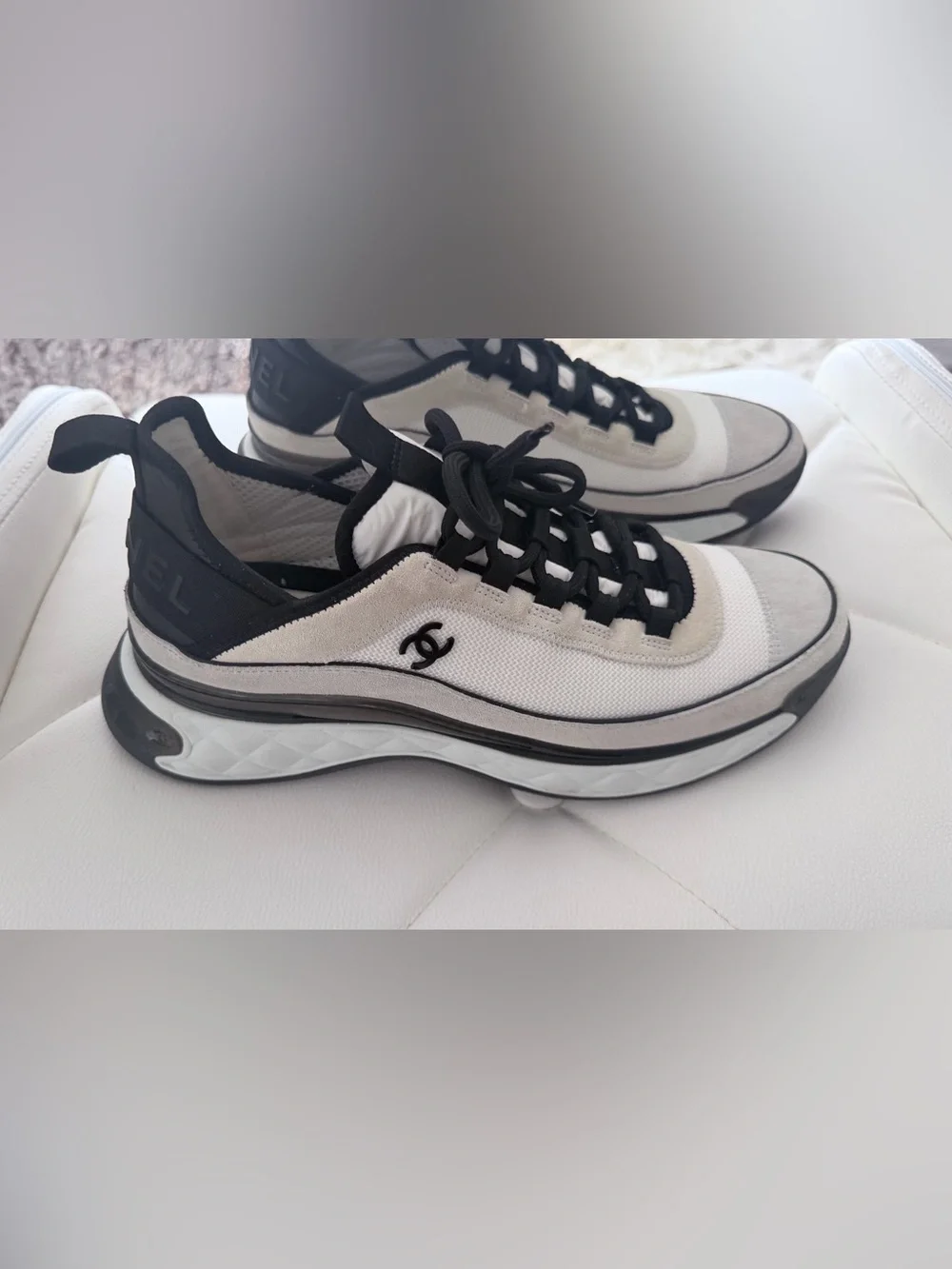SOLD- Chanel Velvet Calfskin Mixed Fibers CC Sneakers- 41.5
